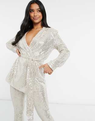 asos white sequin suit