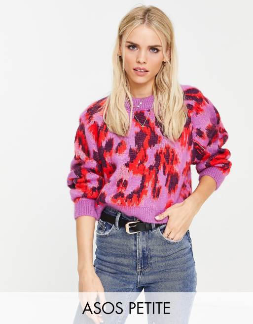 ASOS DESIGN Petite jumper in animal pattern in lilac