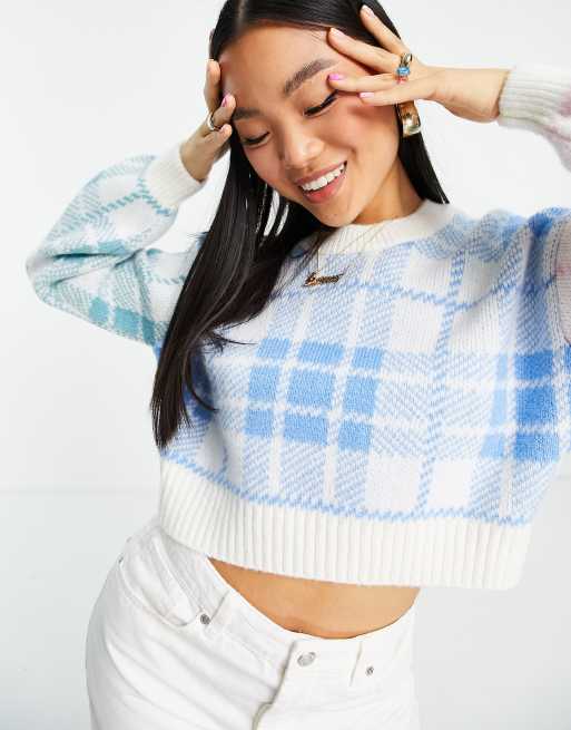 ASOS DESIGN Petite jumper in multi check pattern