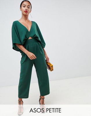 ASOS DESIGN – Petite Jumpsuit med kimonoärm och pegben-Grön