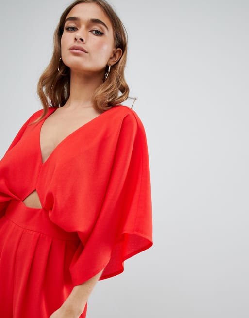 Asos design petite jumpsuit with kimono sleeve and store peg leg