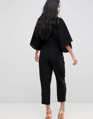 asos design petite jumpsuit with kimono sleeve and peg leg