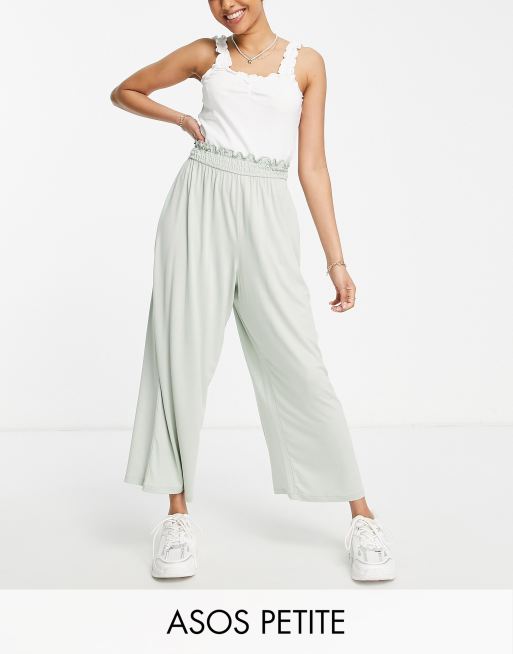 ASOS DESIGN Petite - Jupe-culotte à taille froncée - Vert mousse