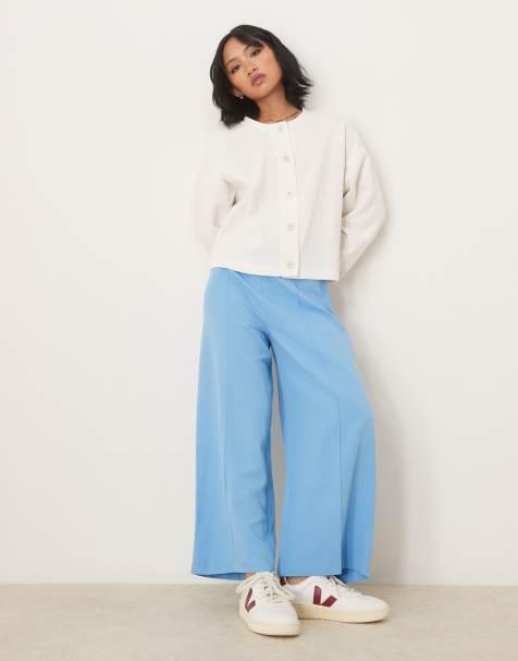 ASOS DESIGN Petite - Jupe-culotte ajustée en lin - Bleu - view 1