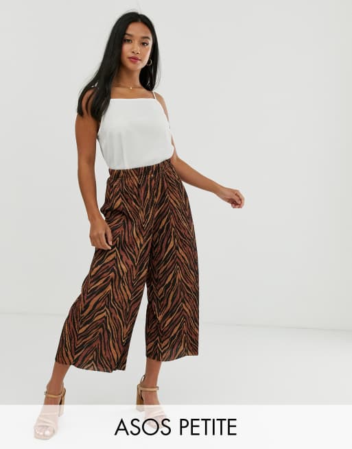 ASOS DESIGN Petite Jupe culotte pliss e imprim z bre fonc