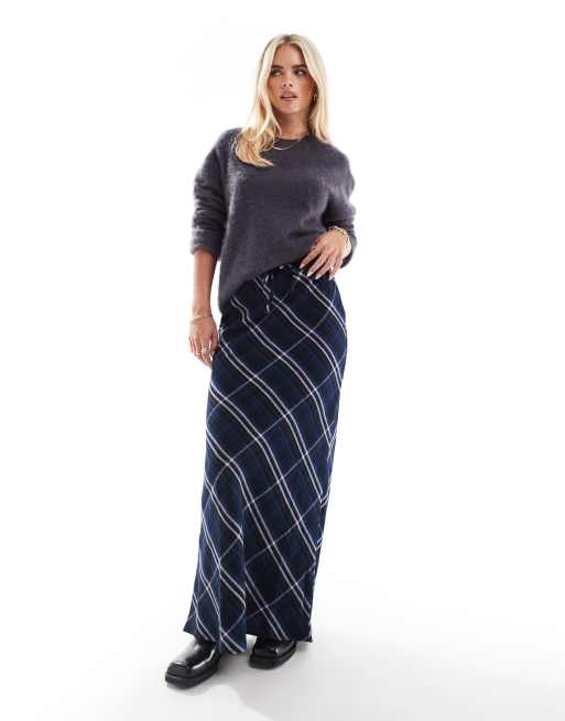 ASOS DESIGN Petite Jupe longue a carreaux nouee a la taille Bleu et rose ASOS