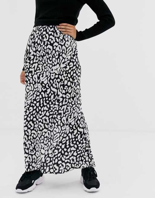 ASOS DESIGN Petite Jupe longue coup e en biais imprim l opard Noir et blanc