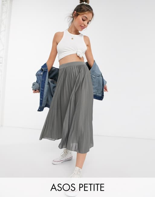 ASOS DESIGN Petite Jupe mi longue pliss e Gris