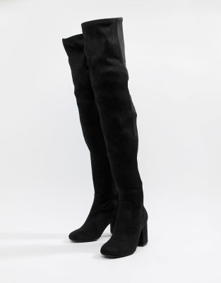 asos black thigh high boots