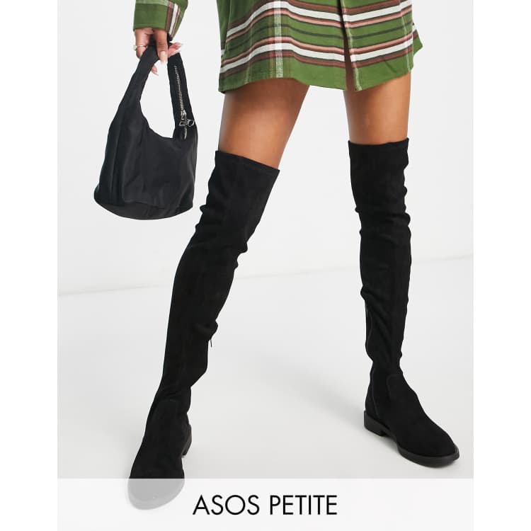 ASOS DESIGN Petite Kalani over the knee boots in black micro