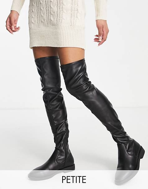 Chunky over the knee boot in cream ASOS Damen Schuhe Stiefel Hohe Stiefel 