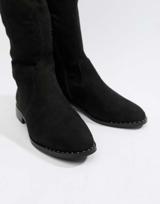 ASOS DESIGN Tall Kaska Flache Overknee Stiefel mit ASOS DESIGN Tall Kaska Flache Overknee Stiefel mit