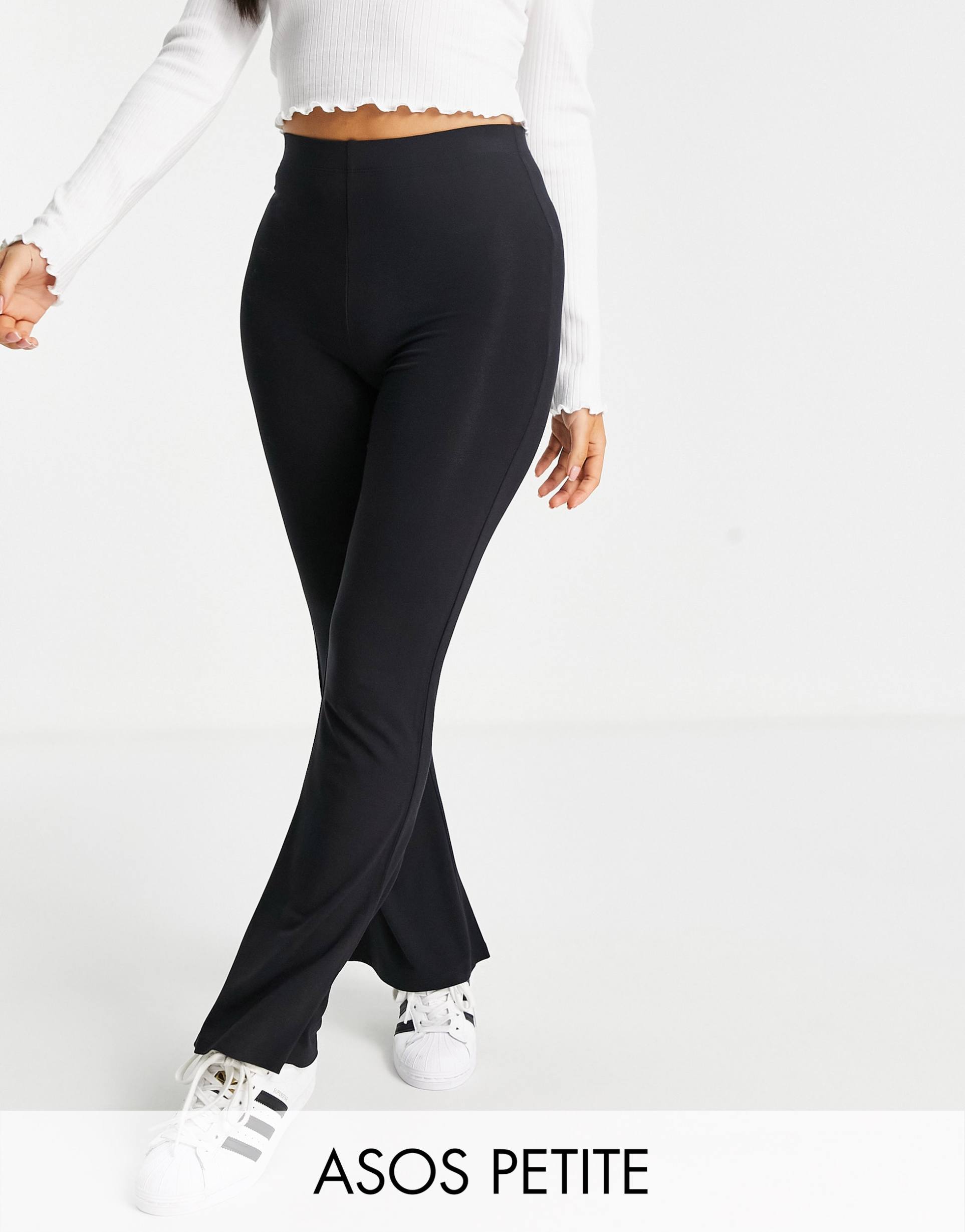 asos design petite kick flare pant in black