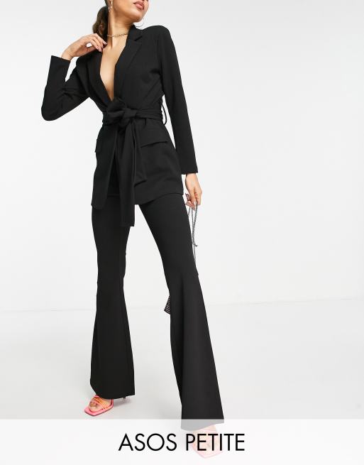 ASOS DESIGN Petite - Kickflare pantalon van jersey in zwart