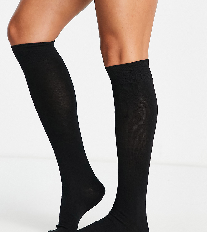 ASOS DESIGN Petite knee high socks in black