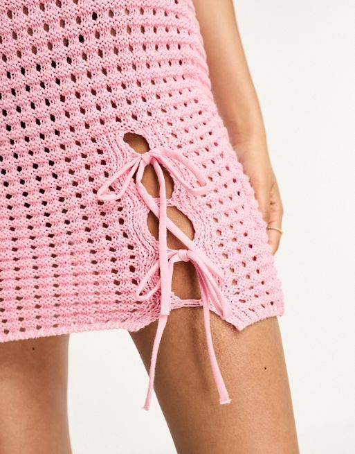 ASOS Petite ASOS DESIGN Petite crochet bralet in pink - part of a