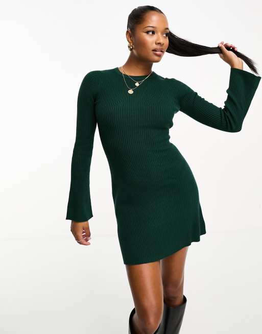 Long sleeve green sweater on sale dress