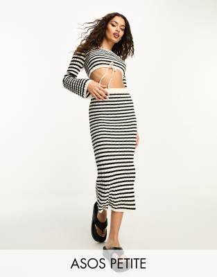 Zara black and shop white striped skirt