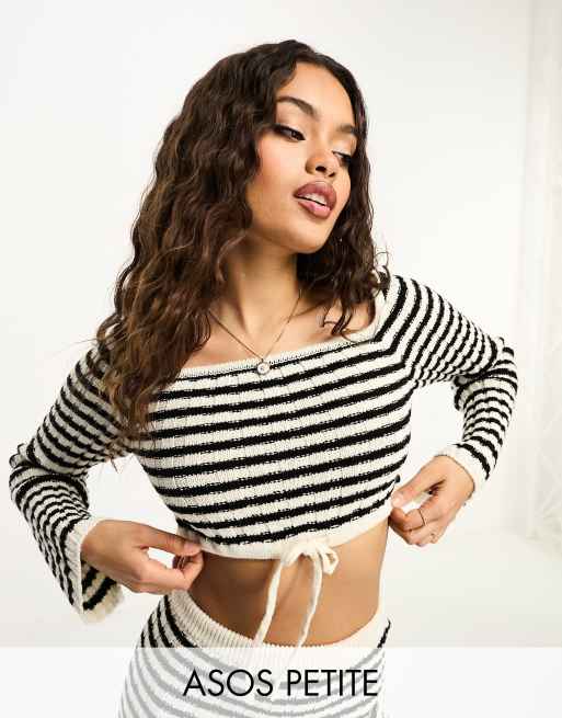 Petite Wide Sleeve Striped Sweater