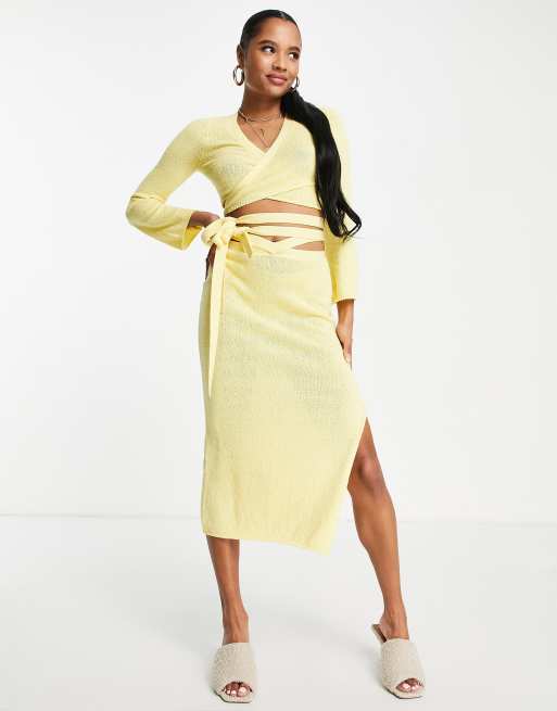 Knit wrap midi skirt sale