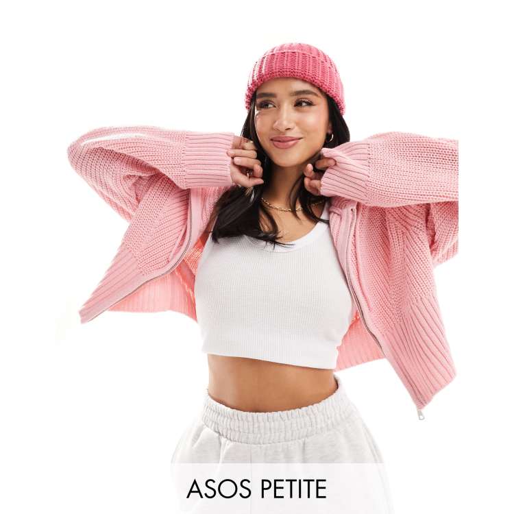 トップス rosemuse logo AP puffy knit pink ASOS DESIGN Petite knit zip up hoodie in pink | ASOS