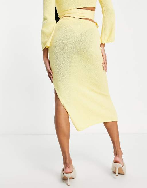 Asos yellow midi discount skirt