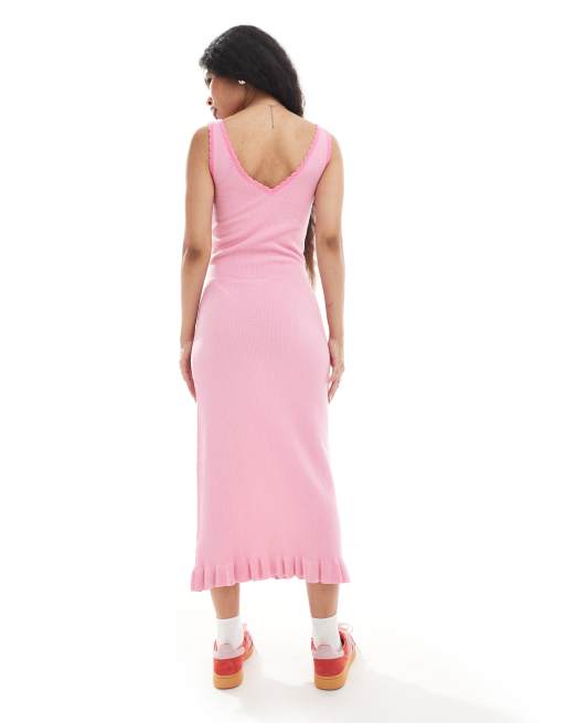Pink stitch maxi dress outlet