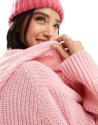 ASOS DESIGN Petite knitted zip through hoodie in pink | ASOS