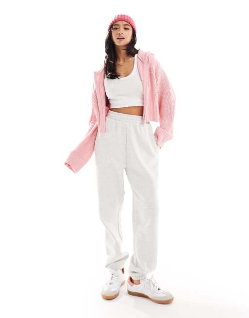 ASOS DESIGN Petite knitted zip through hoodie in pink ASOS