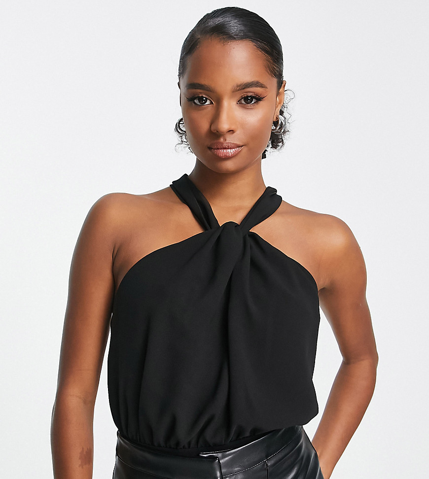 ASOS DESIGN Petite knot back body with detail in black