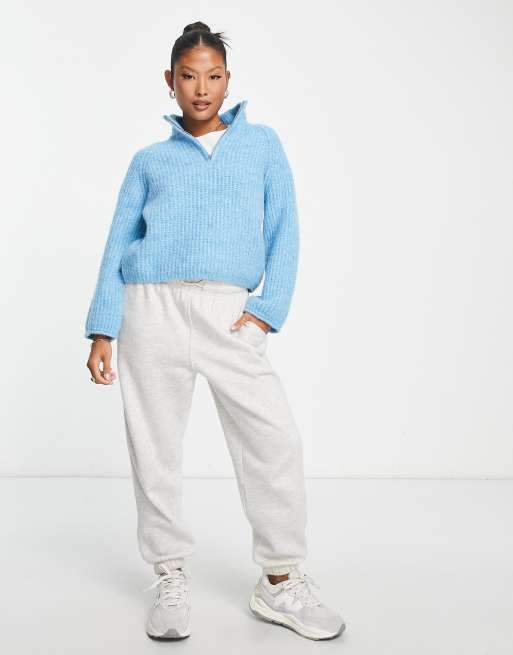 ASOS DESIGN Petite - Koboltblå trøje med lynlås i kraven i blødt garn, 4 af 4