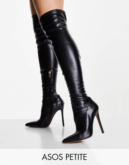 ASOS DESIGN Petite - Koko - Stivali cuissard neri con tacco