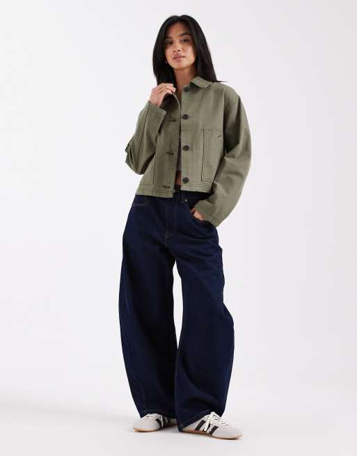 ASOS DESIGN Petite - Kort harrington jack van katoen in kaki, 2 van 4