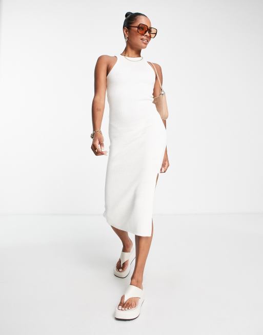 ASOS DESIGN Petite – Krämvit, stickad midiklänning med brottarringning, 4 av 4