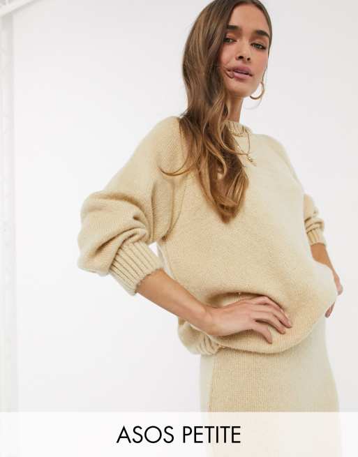 ASOS DESIGN Petite – Kremowy komplet z dzianiny: sweter i spódnica, 3 z 3