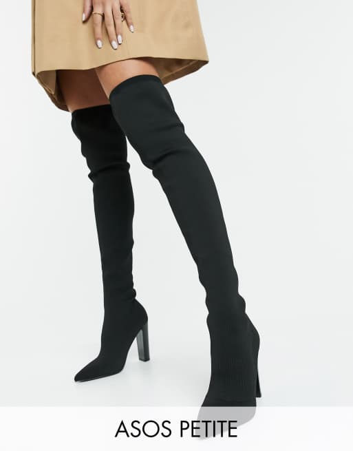block heel tie back thigh high boots