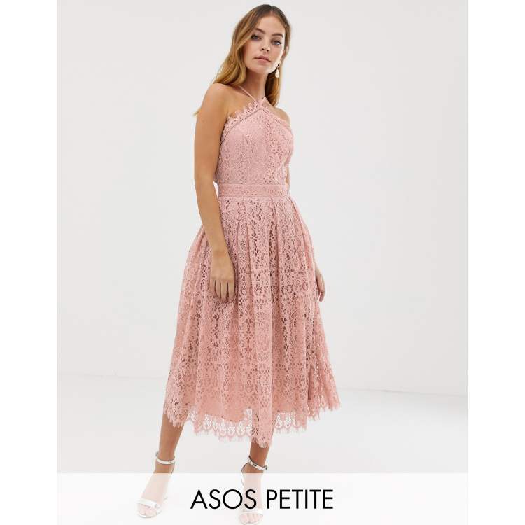 ASOS DESIGN pastel bias soft midi dress with delicate lace inserts