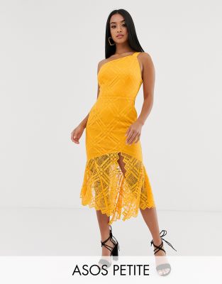 asos yellow one shoulder dress