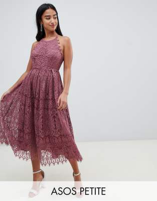 asos lace pinny scallop edge midi prom dress