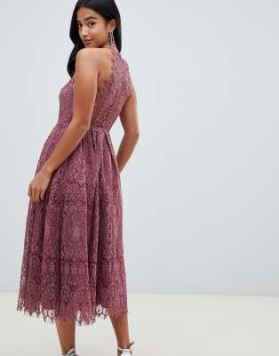 Asos lace pinny scallop edge midi store prom dress