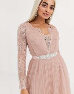 asos design tulle maxi dress with embellished waist
