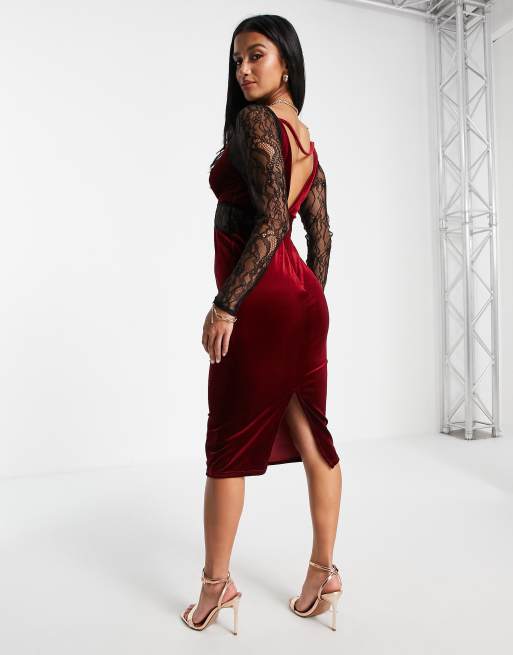 Lace sleeve bodycon store dress