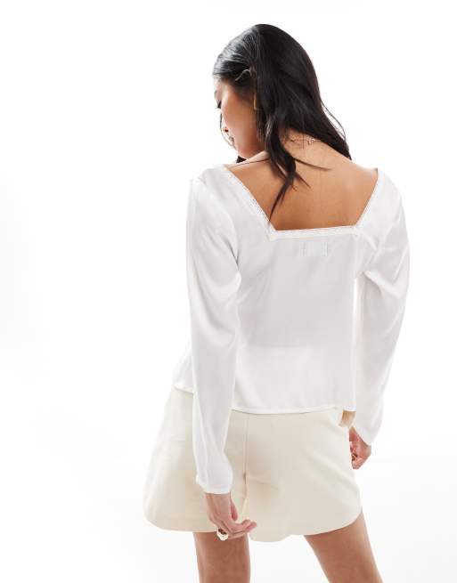 【MODIMOOD】PUFF LACE TOP Lady Retro Mesh Lace Tops Women's Stand Collar 3D