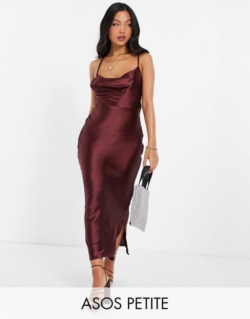 Lace up back cheap satin dress