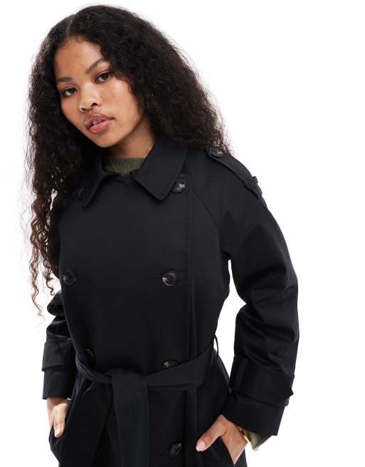 Asos black trench coat online