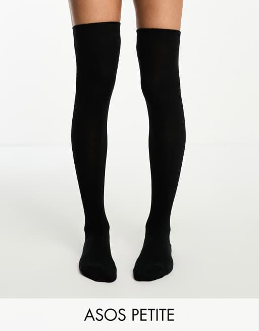 ASOS DESIGN Petite - Lårstrømper i sort
