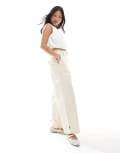 [ASOS DESIGN] ASOS DESIGN Petite laundered barrel pants with tab detail in bone white-Multi 2 Bone white