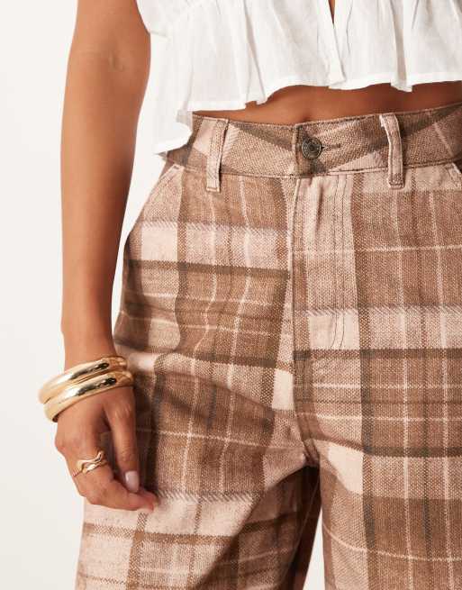 ASOS DESIGN Petite laundered barrel trousers in check, 4 of 5