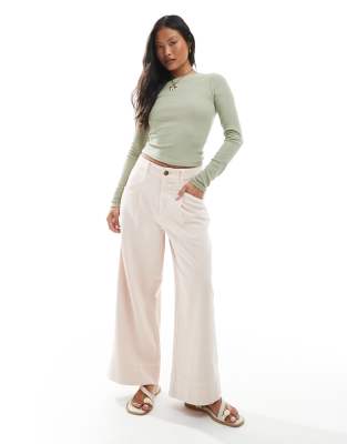 Asos Design Petite Laundered Cropped Wide Leg Pants