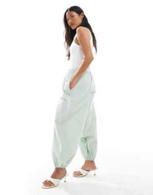 Asos Design Laundered Poplin Pull On Pants With Utility Panels